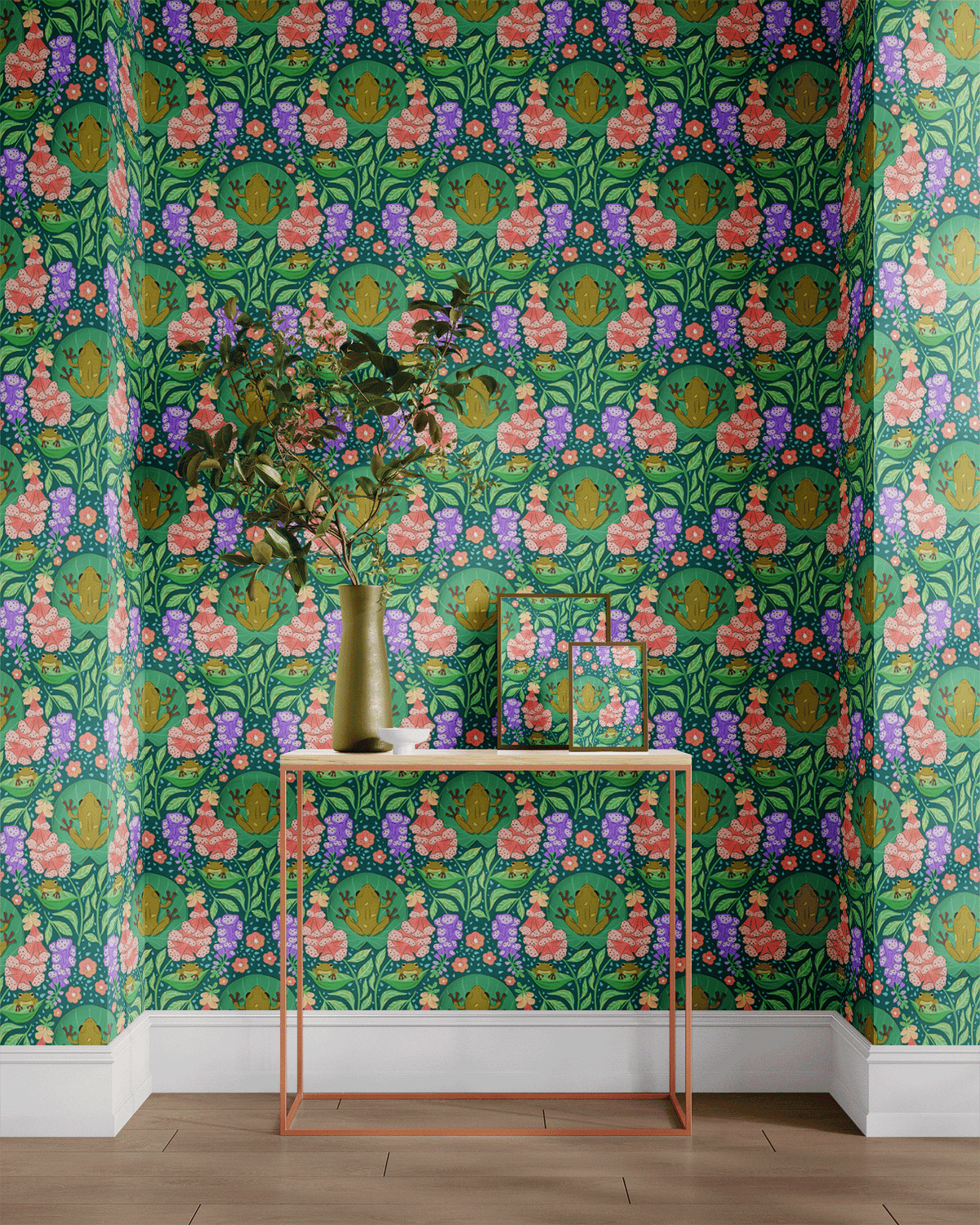 Floral Frogs - Teal