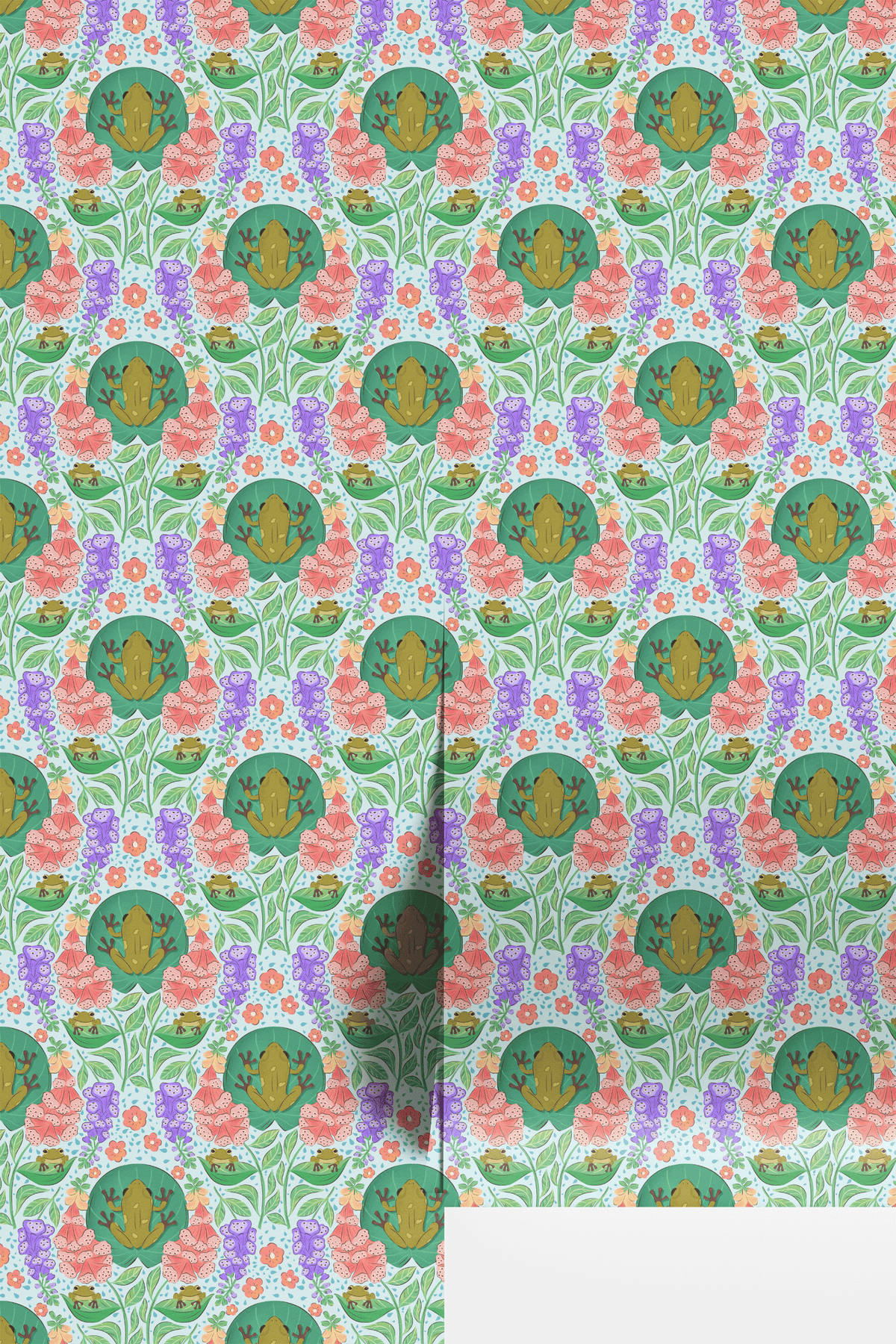 Floral Frogs - Aqua
