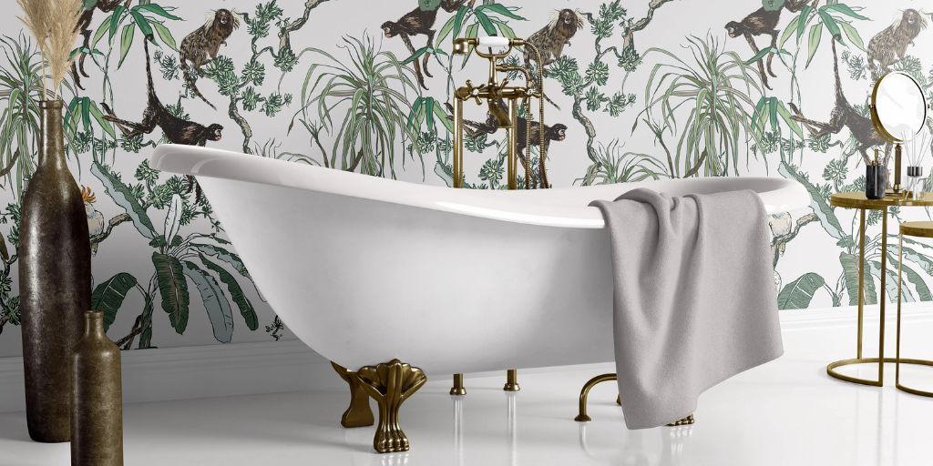 Manila Monkeys White maximalist wallpaper