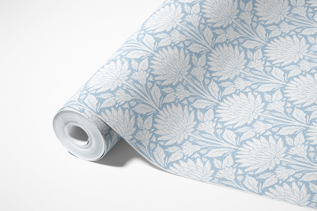 Block Print Chrysanthemum - Blue