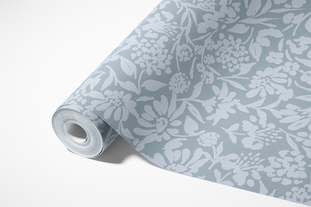Floral Silhouette - Dusty Blue