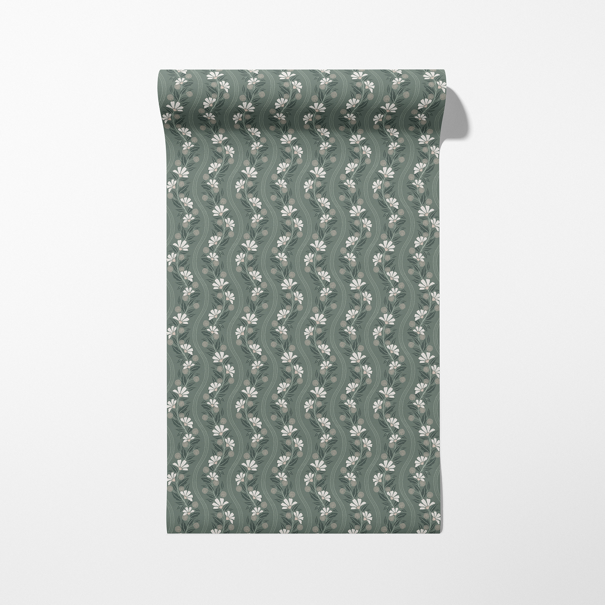 Wavy Floral Stripe - Green