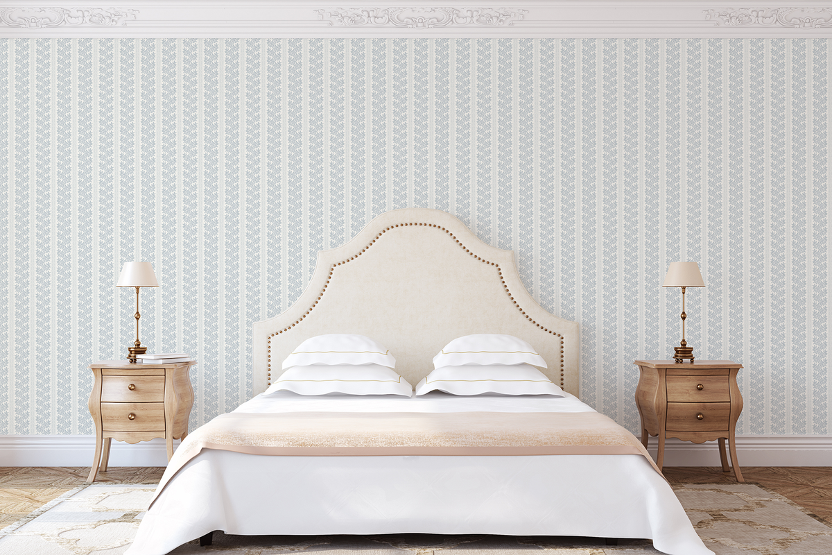 Cottage Botanical Stripes - Dusty Blue