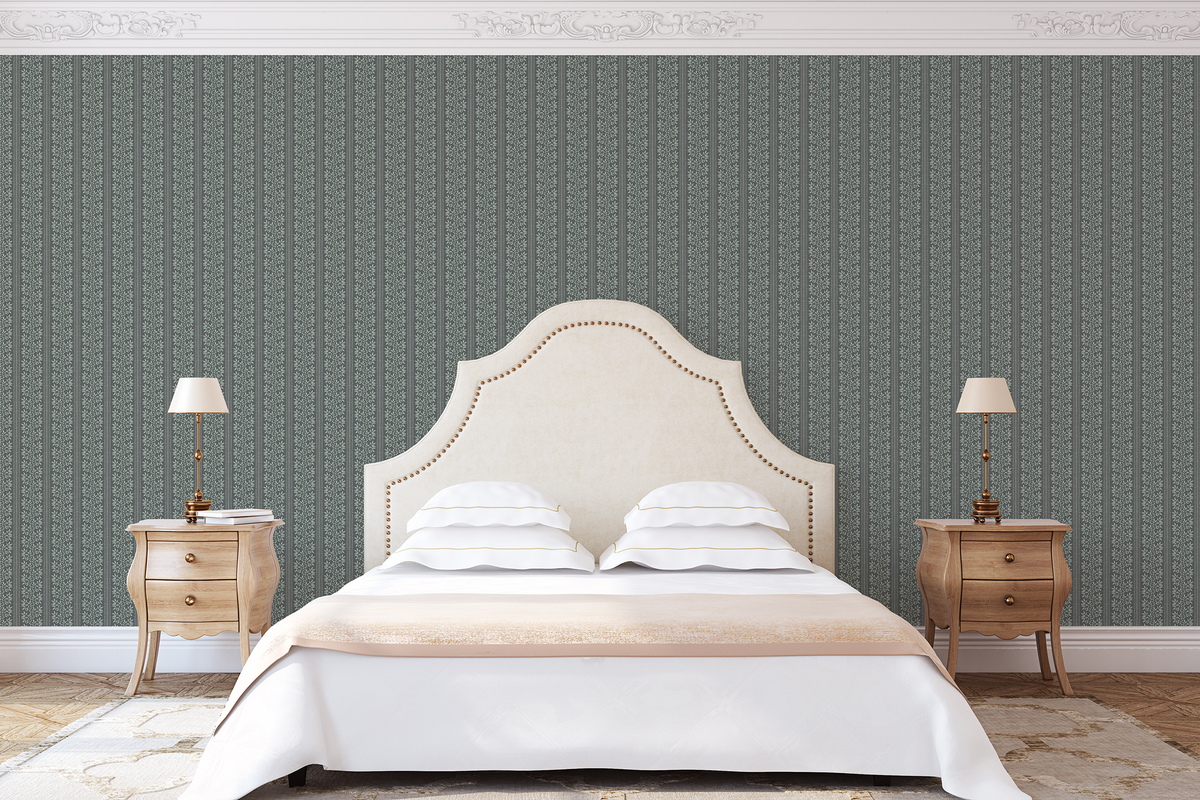 Cottage Botanical Stripes - Forest Green