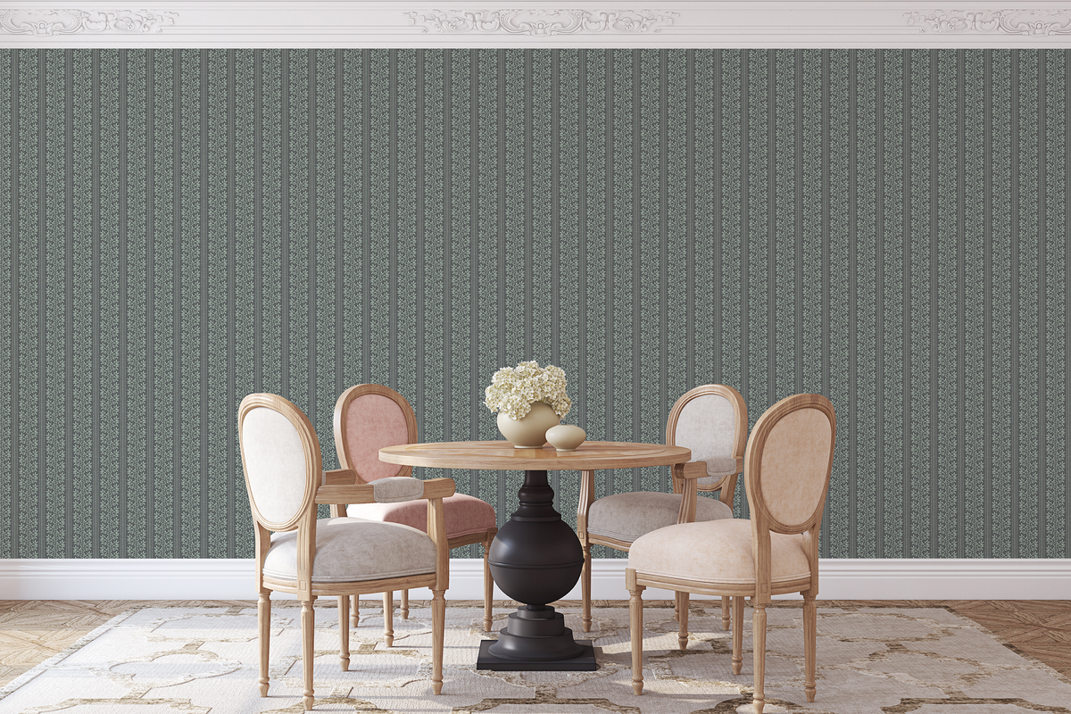 Cottage Botanical Stripes - Forest Green