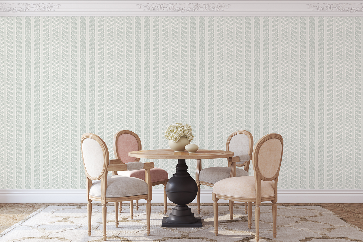 Cottage Botanical Stripes - Sage Green