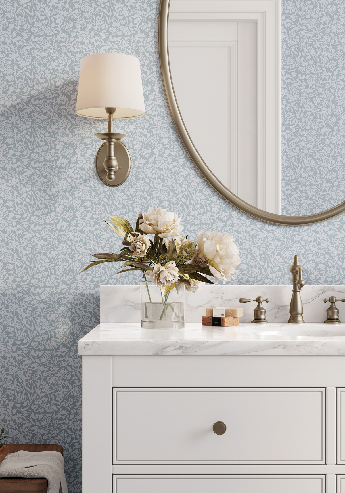 Floral Silhouette - Dusty Blue