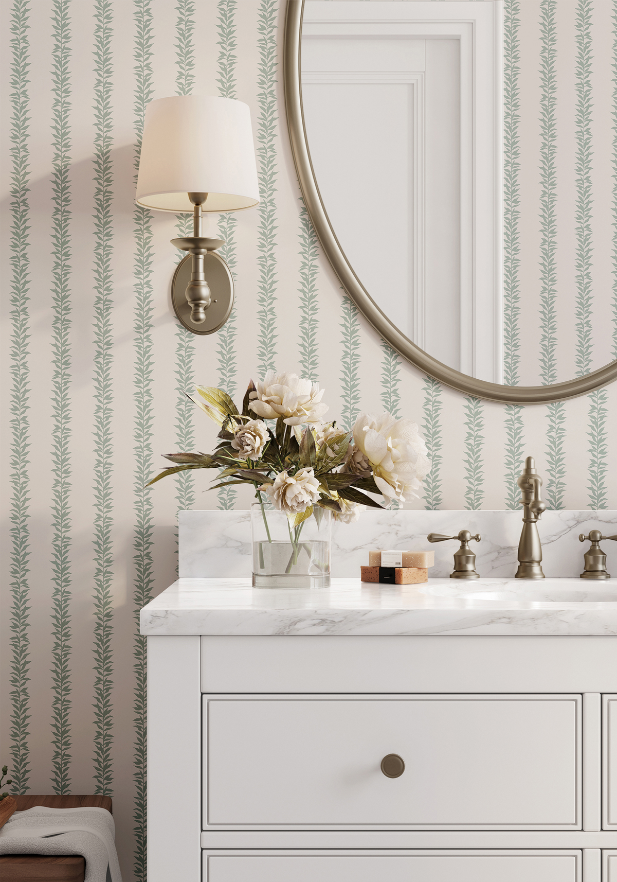 Simple Botanical Stripes - Sage Green
