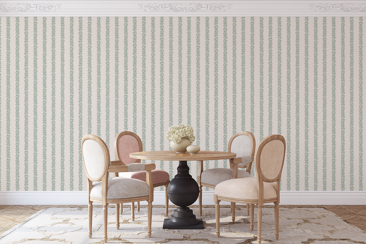 Simple Botanical Stripes - Sage Green