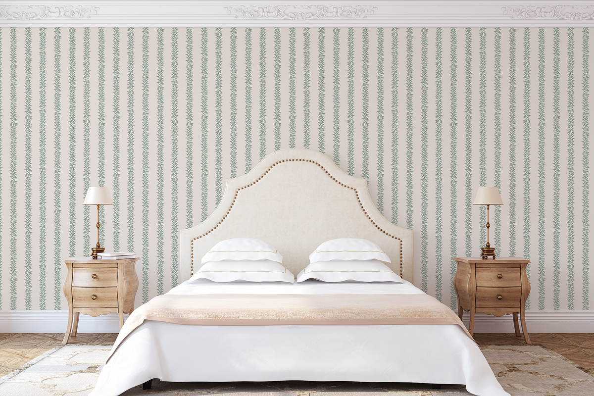 Simple Botanical Stripes - Sage Green