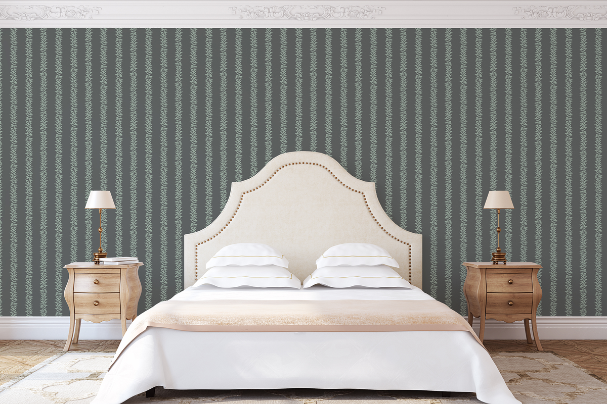 Simple Botanical Stripes - Forest Green