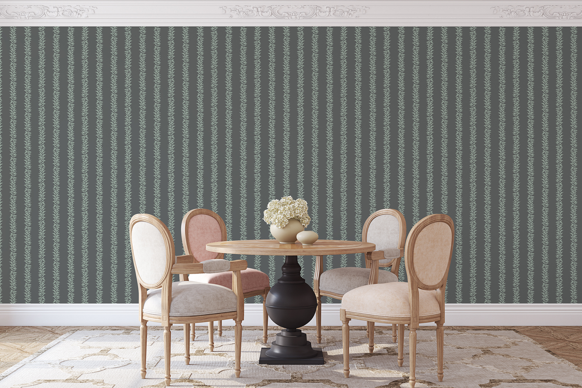 Simple Botanical Stripes - Forest Green