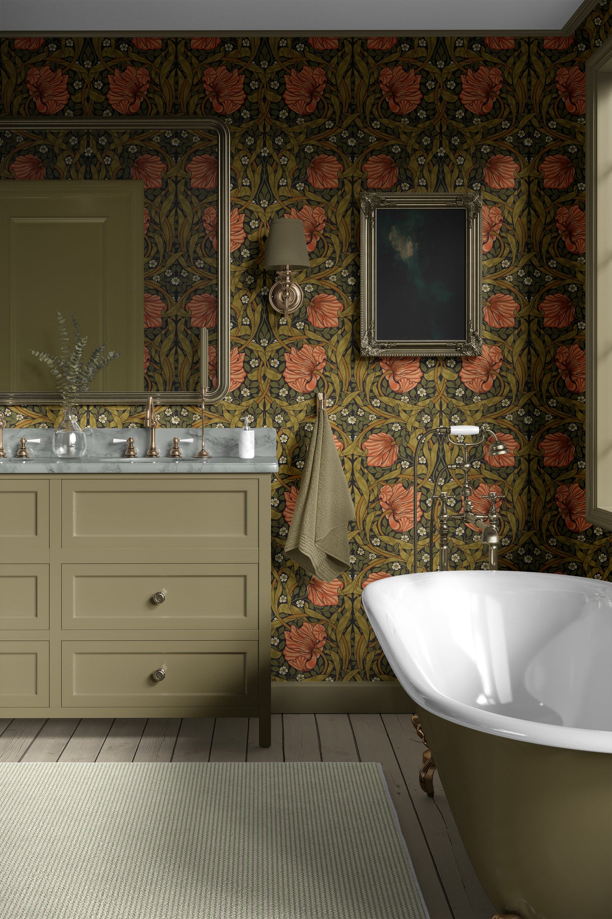 Pimpernel by William Morris - Peach and Sage
