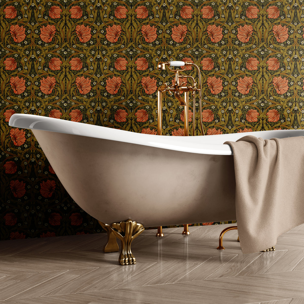 Pimpernel by William Morris - Peach and Sage