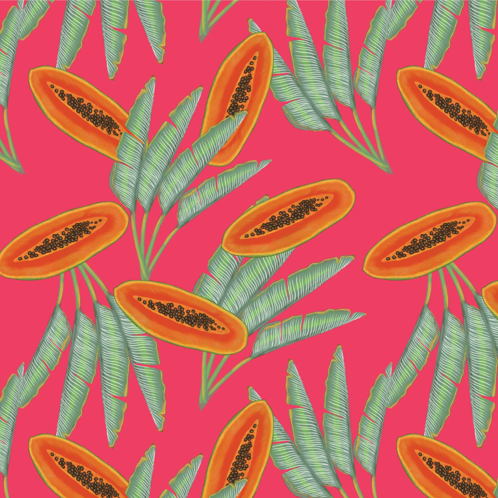 pink papaya plant peel and stick wallpaper for a tropical aesthetic