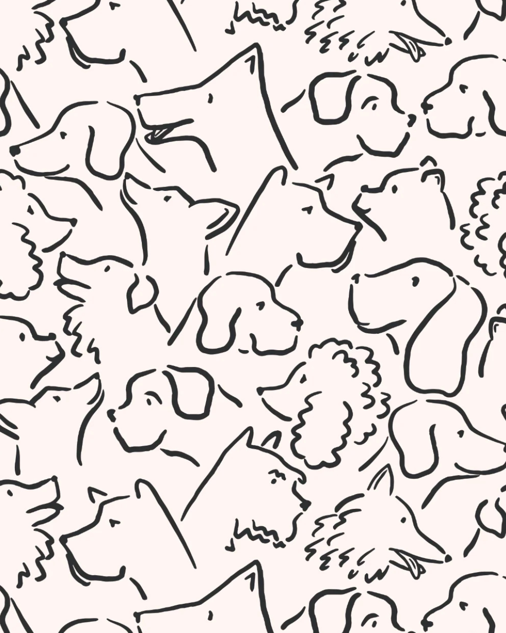 Playful Pups black & white peel and stick wallpaper by Funky Paper Co