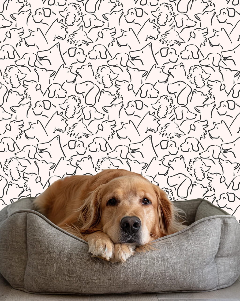 Playful Pups black & white peel and stick wallpaper by Funky Paper Co
