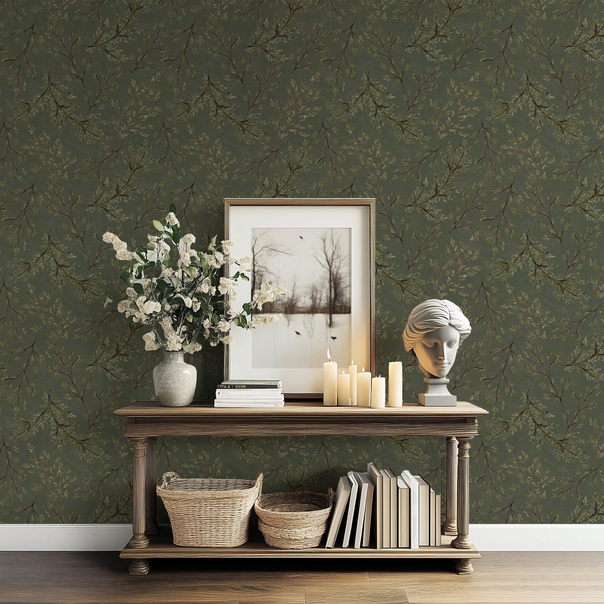 Rustic Leaf Branches - Olive