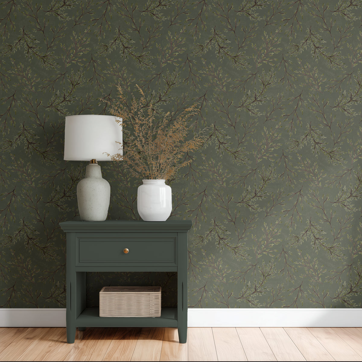 Rustic Leaf Branches - Olive