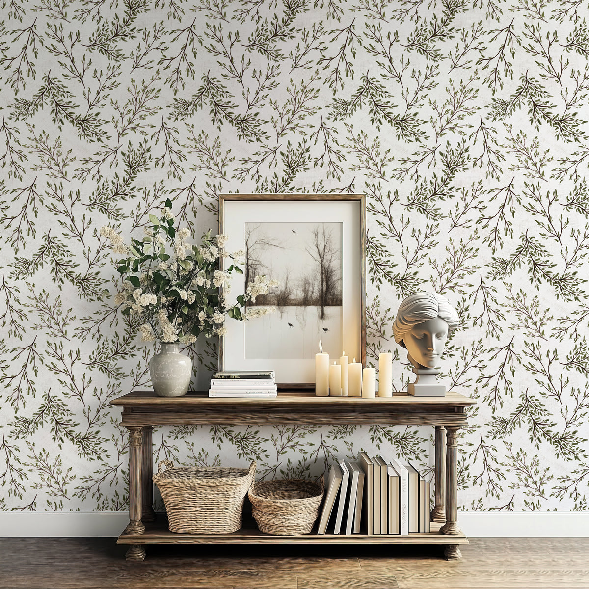 Rustic Leaf Branches - White
