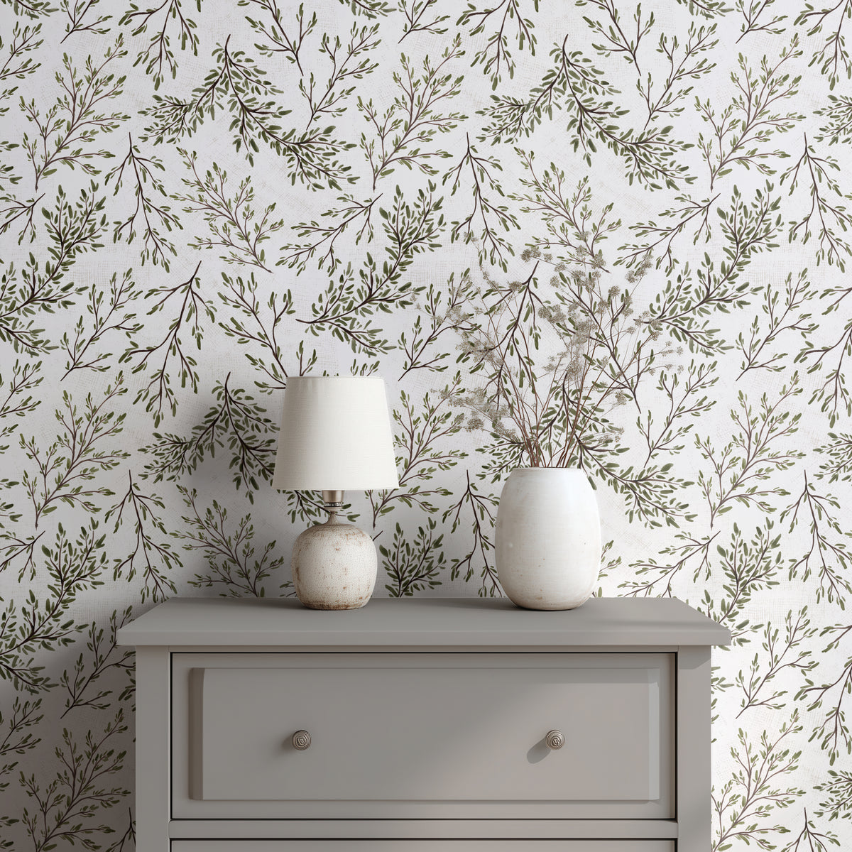 Rustic Leaf Branches - White