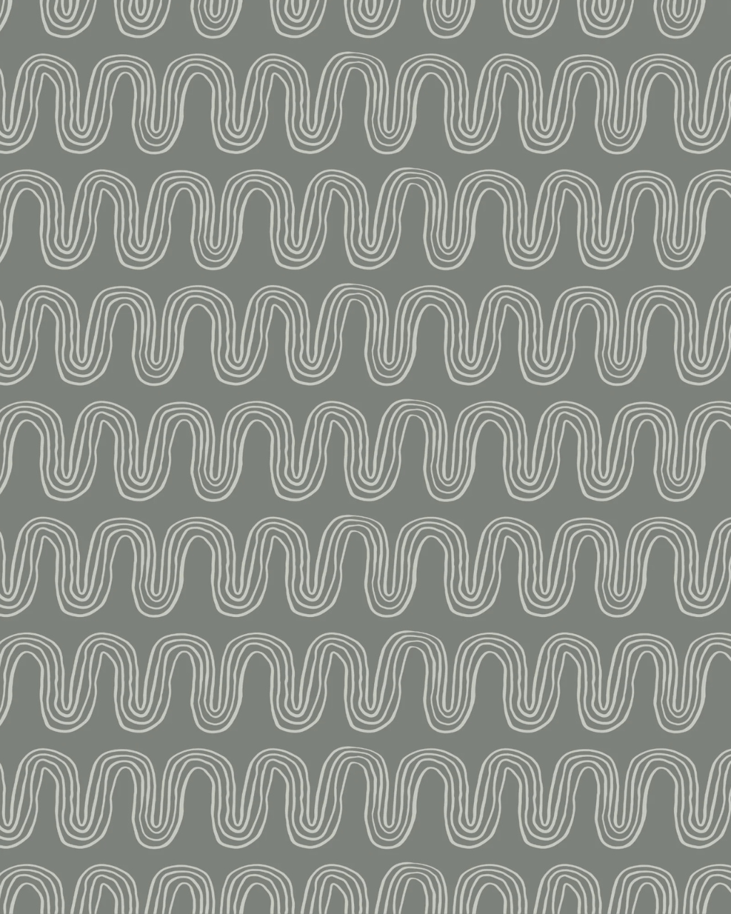 Sayulita abstract waves black white slate peel and stick wallpaper in living room by Funky Paper Co