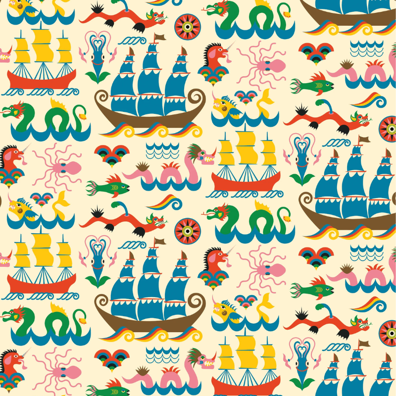 Sea Creatures Peel and Stick Wallpaper | Delightful Dreams X Carrie Cantwell | Funky Paper Co