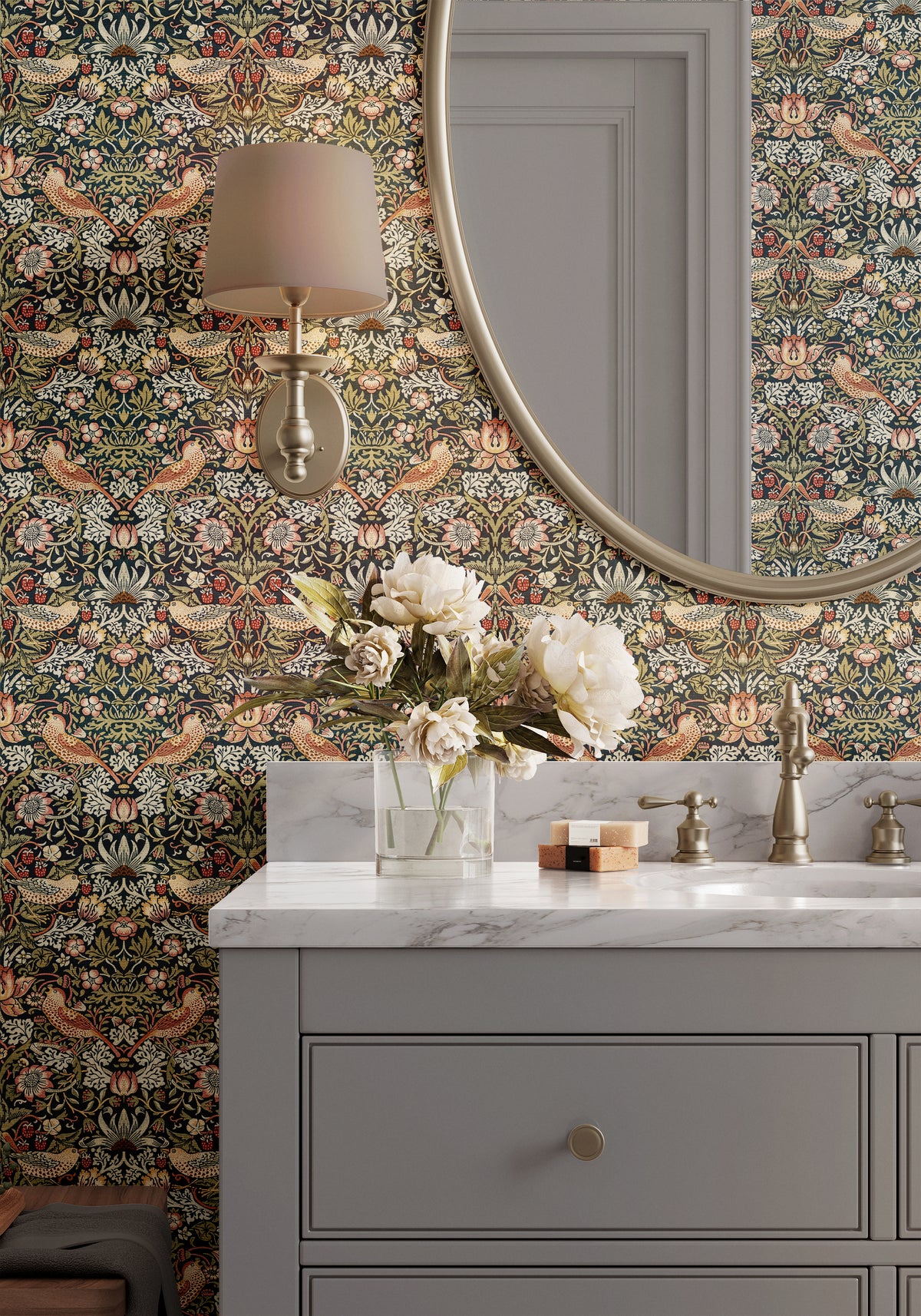 Strawberry Thief by William Morris - Black