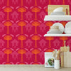 Tropical Huts Wallpaper in Pink by Jenna Hang