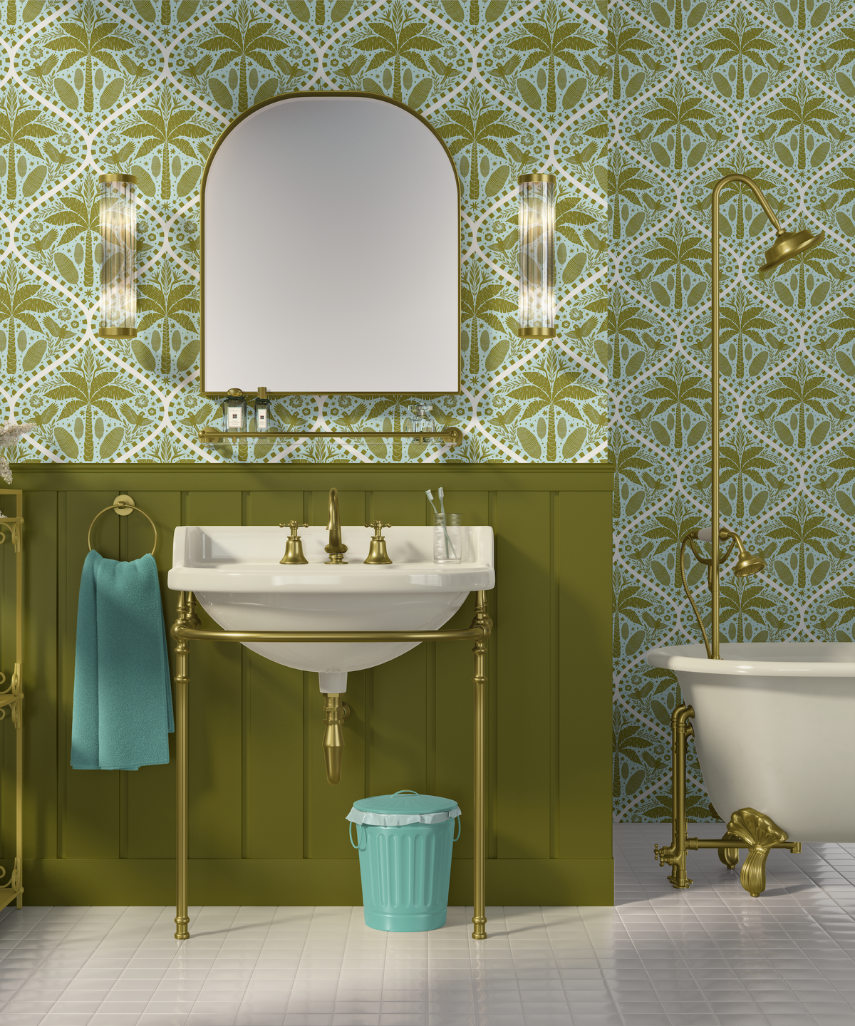 Tropical Whimsy Palm Trees - Green