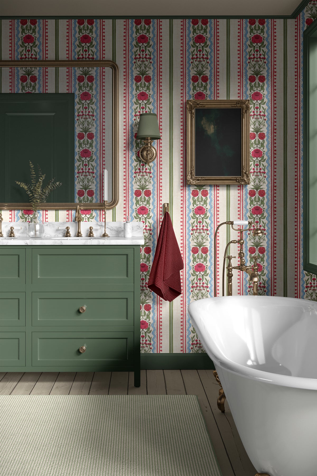 Indian Block Print Floral Stripe
