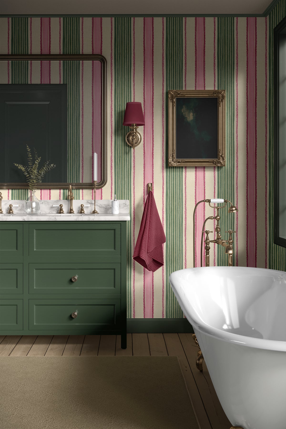 Green And Pink Ribbon Stripe
