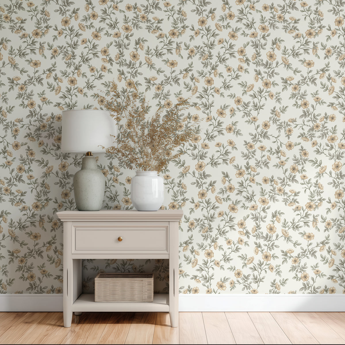 Vintage Rose Vines - Off White