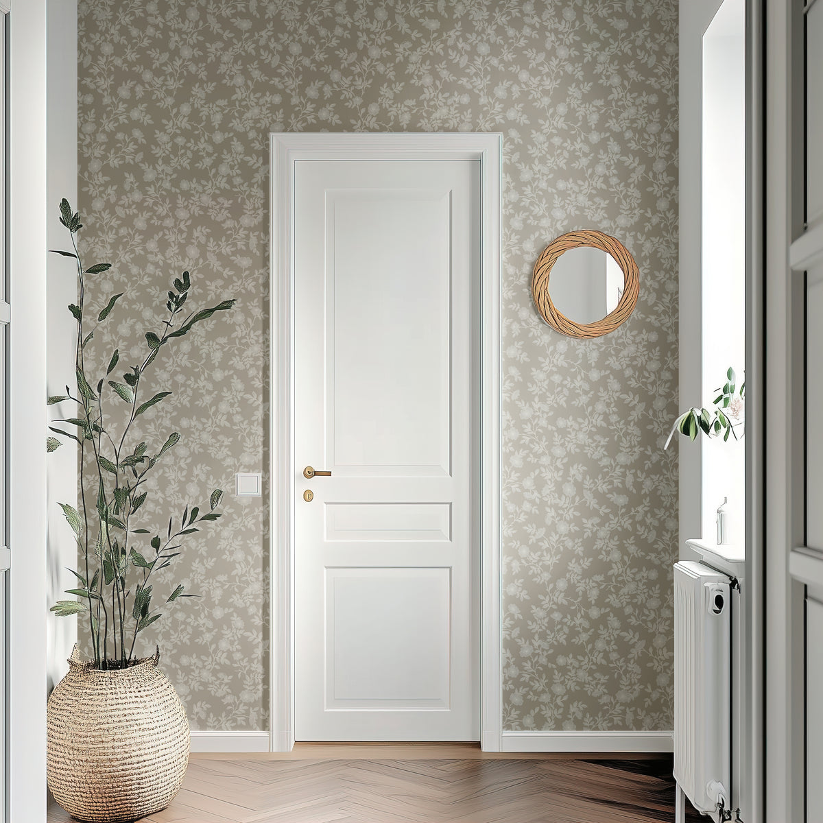 Vintage Rose Vines - Beige