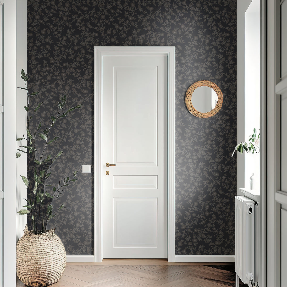 Vintage Rose Vines - Navy