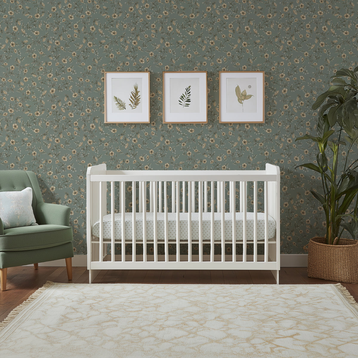 Vintage Rose Vines - Teal Blue