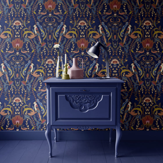 Peacock In the Garden Wallpaper X Quirky Paisley Design