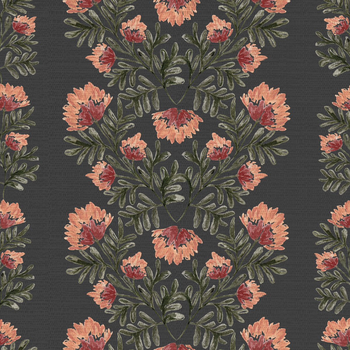Willow Floral Stripes - Black