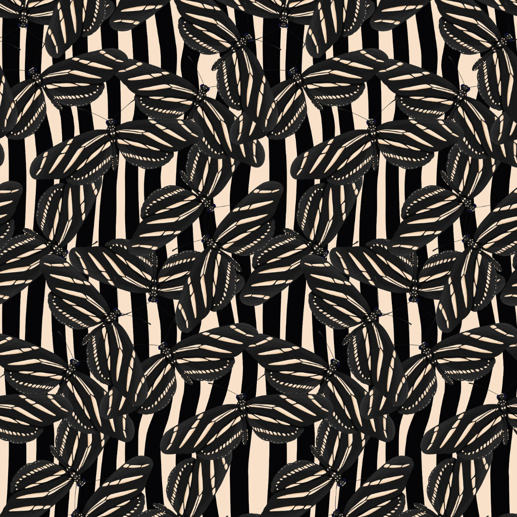 Black and white zebra wallpaper for a tropical aesthetic