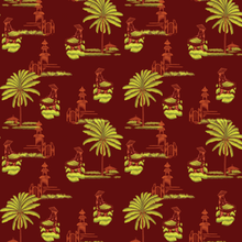  Bali Rice Fields Wallpaper in Maroon by Jenna Hang