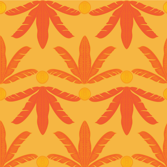 Banana Plants Wallpaper in Orange by Jenna Hang