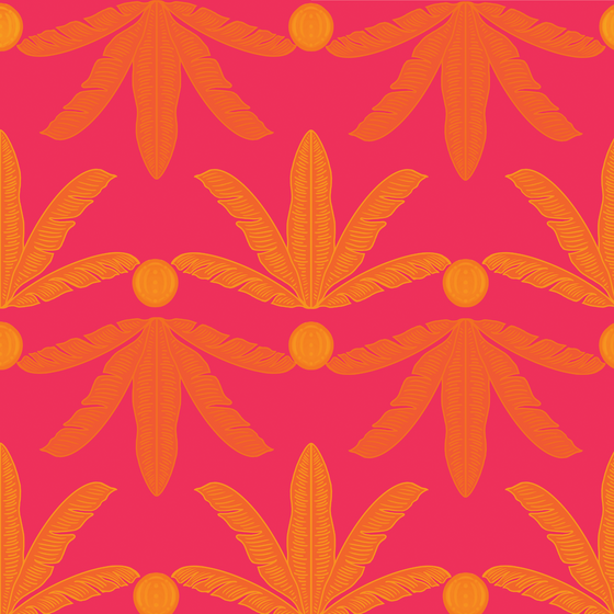 Banana Plants Wallpaper in Pink by Jenna Hang