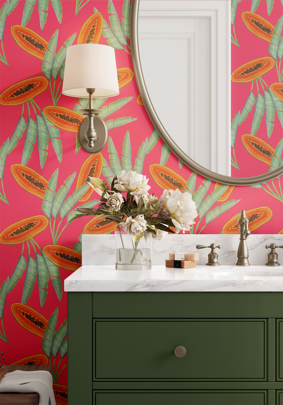 Pink Papayas Wallpaper by Jenna Hang