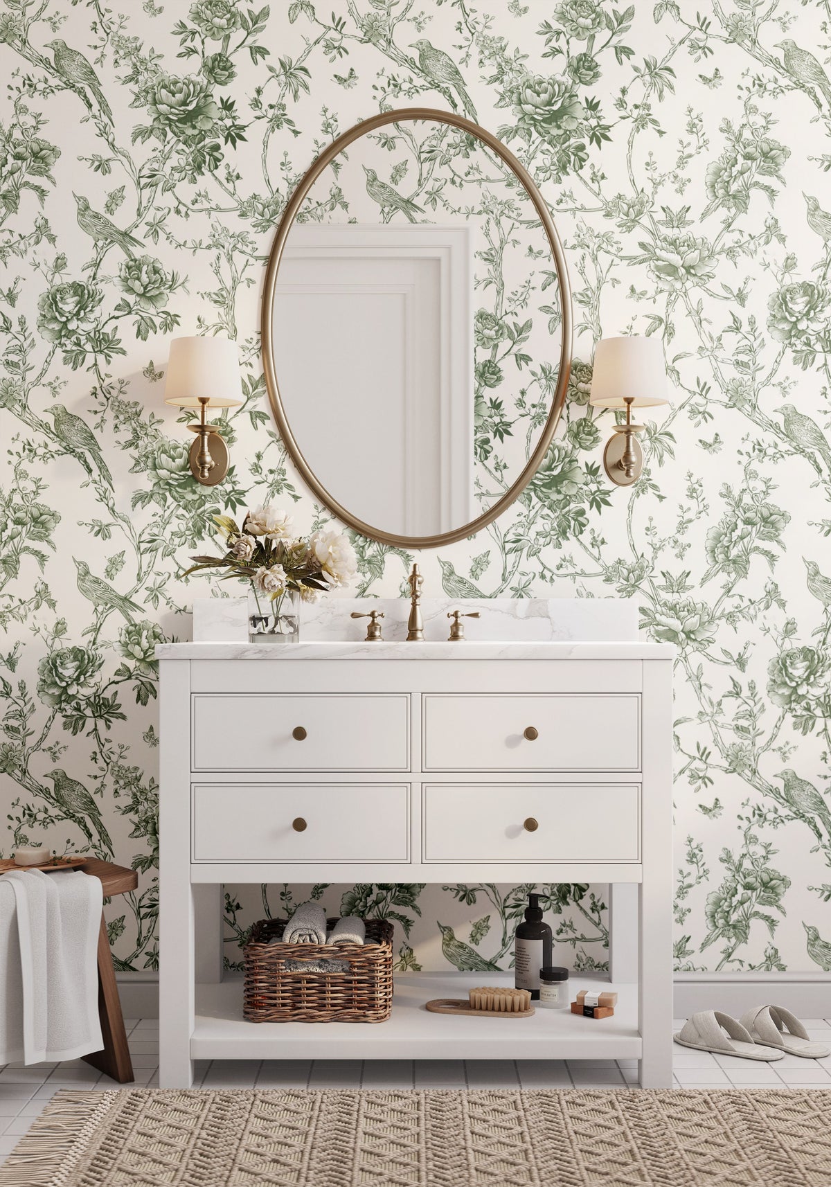 Chinoiserie Garden Birds - Green
