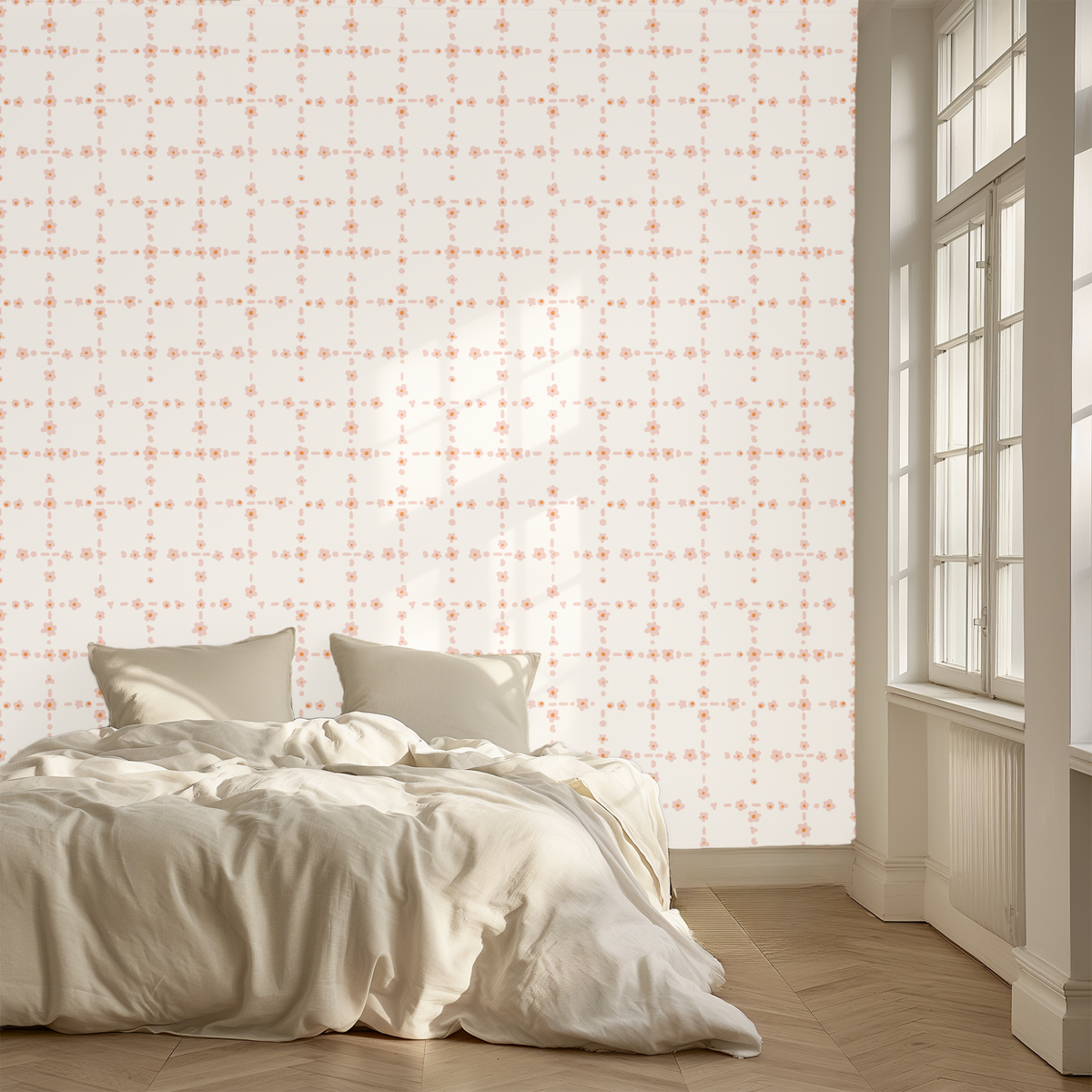 Abstract Ditsy Flower - White