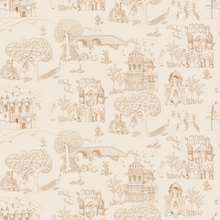  The Palace Gardens Wallpaper in Golden Brown X Quirky Paisley Design