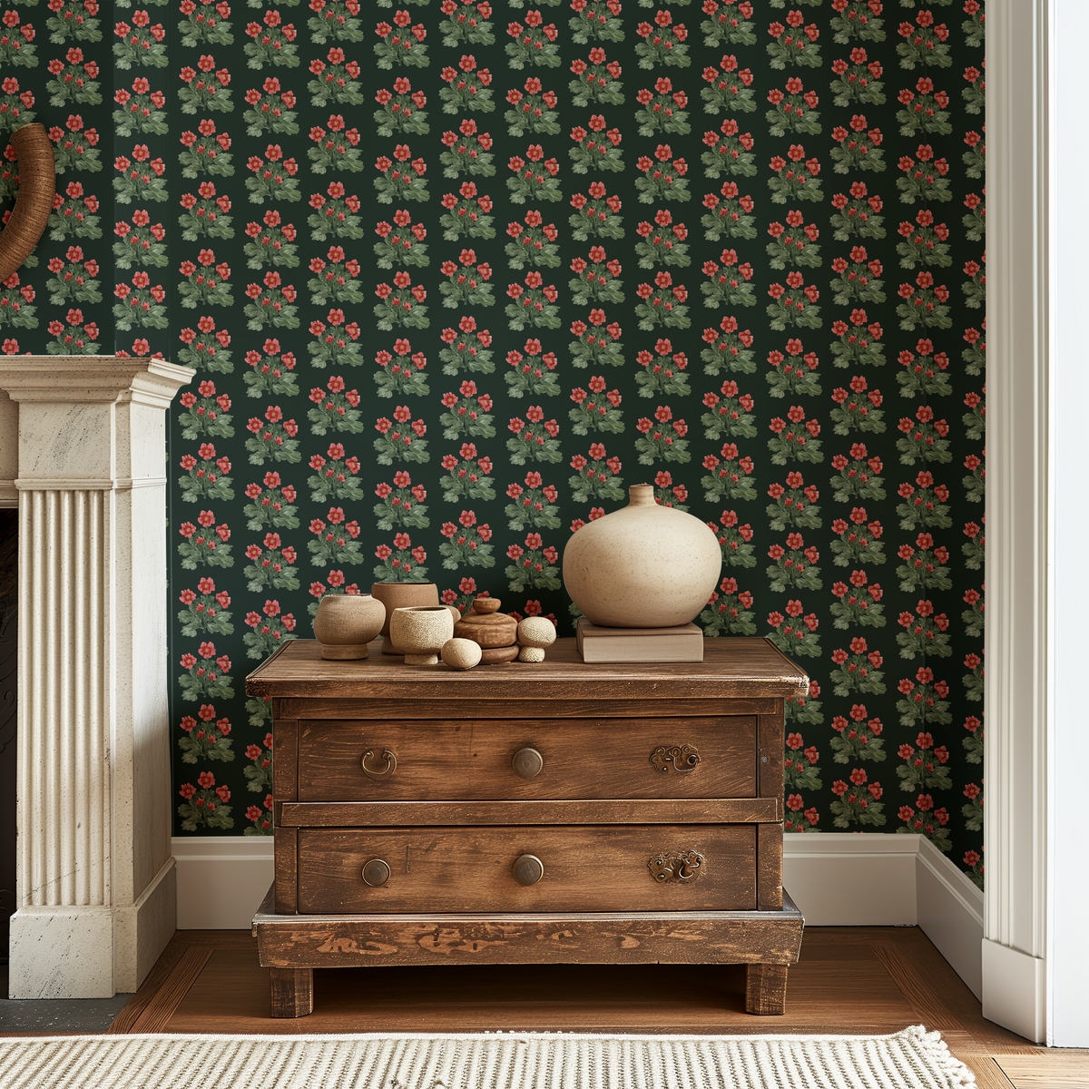 Folk Floral - Black
