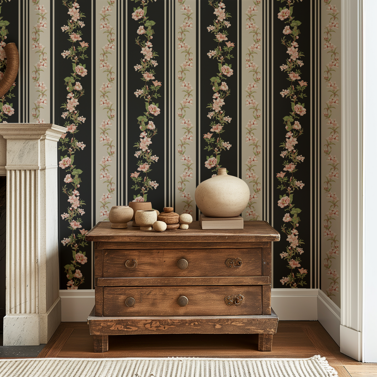 Blooming Branches and Cottage Charms - Black