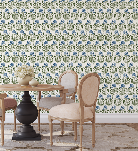 Darling Hydrangeas Wallpaper in Cream by Sabina Maria