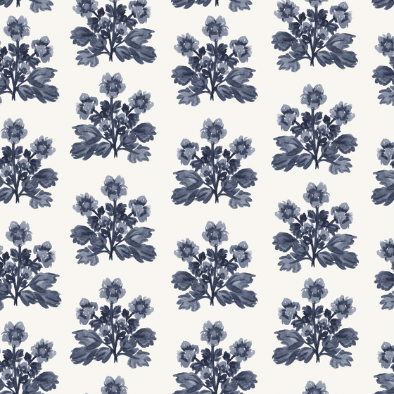 Folk Floral in Navy and White